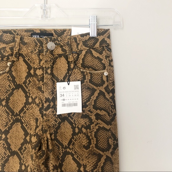 Zara High Rise Snakeskin Skinny Jeans - Picture 4 of 8